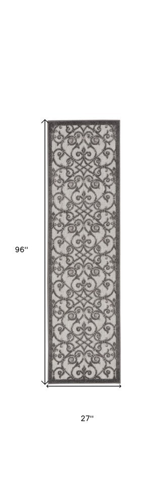 Gray and Charcoal Indoor Outdoor Runner Rug